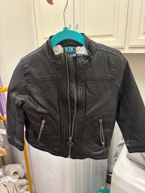 Kids Black Faux Leather Jacket